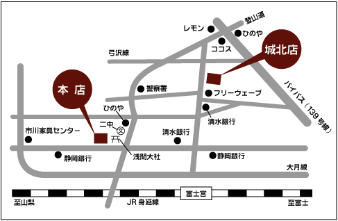 本店・城北店の地図
